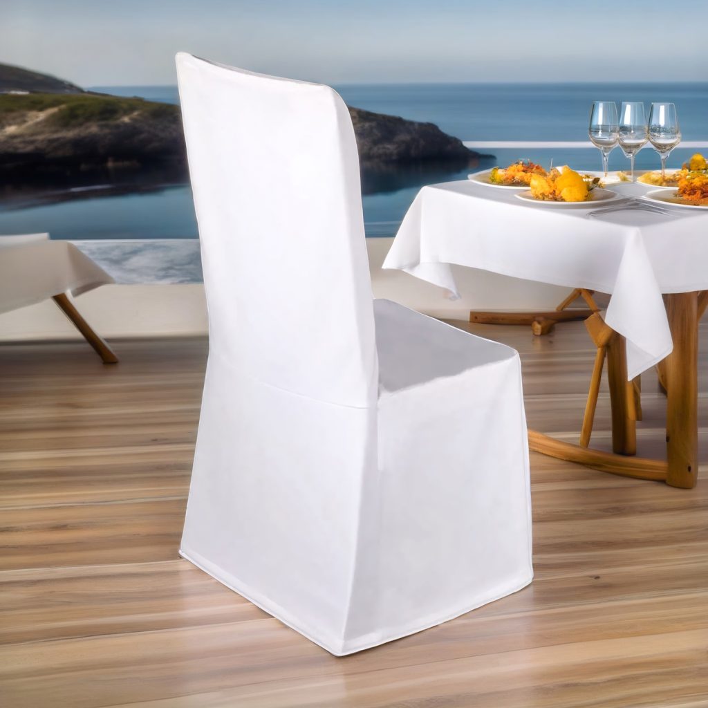 Funda de silla blanca sin pliegues